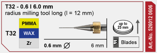 T32 milling tool - 0.6mm | 6mm Shank (Long) – imes-icore.net