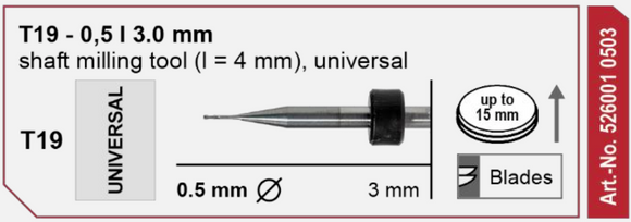 T19 milling tool - 0.5mm | 3mm Shank (Universal)