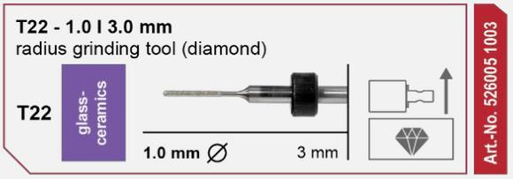T22 Grinding tool - 1.0mm | 3mm Shank (Diamond coated)