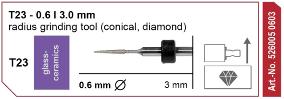 T23 Grinding tool - 0.6mm | 3mm Shank (Diamond Coated)