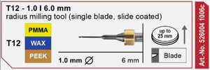 T12 Milling tool - 1.0mm | 6mm Shank (Single Blade)