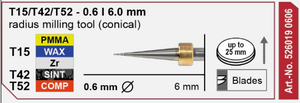 T15/T42/T52 milling tool - 0.6mm | 6mm Shank