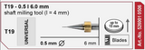 T19 milling tool - 0.5mm | 6mm Shank (Universal)