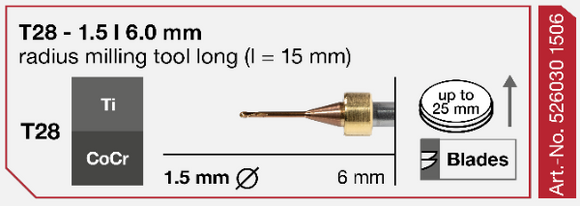 T28 milling tool - 1.5mm | 6mm Shank