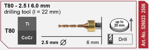 T80 Milling tool - 2.5mm | 6mm Shank (Drill)