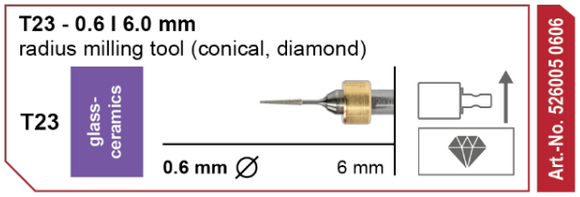 T23 Grinding tool - 0.6mm | 6mm Shank (Diamond Coated)
