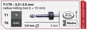 T1/T6 Milling tool - 3.0mm | 3mm Shank (Ti, CoCr)
