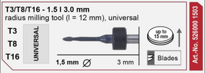 T3/T8 Milling tool - 1.5mm | 3mm Shank (Universal)